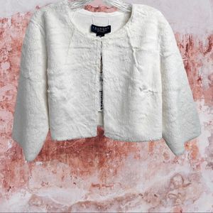 Laundry by Shelli Segal Ivy White Faux Fur Shrug Cardigan